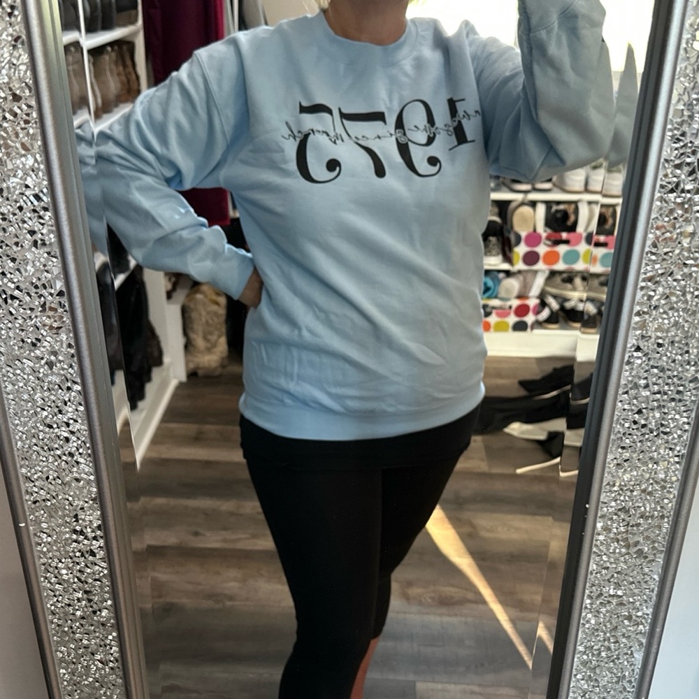Awesome since March 1975 50th Light Blue Graphic Sweatshirt new